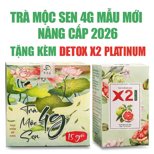 Trà Mộc Sen 4G - Giảm cân hiệu quả với bản nâng cấp 2026 tặng kèm Detox X2 Platinum