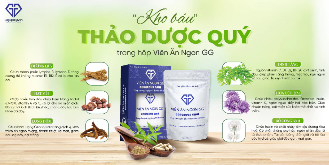 Thành phần chính của Viên Ăn Ngon GG tăng cân tự nhiên