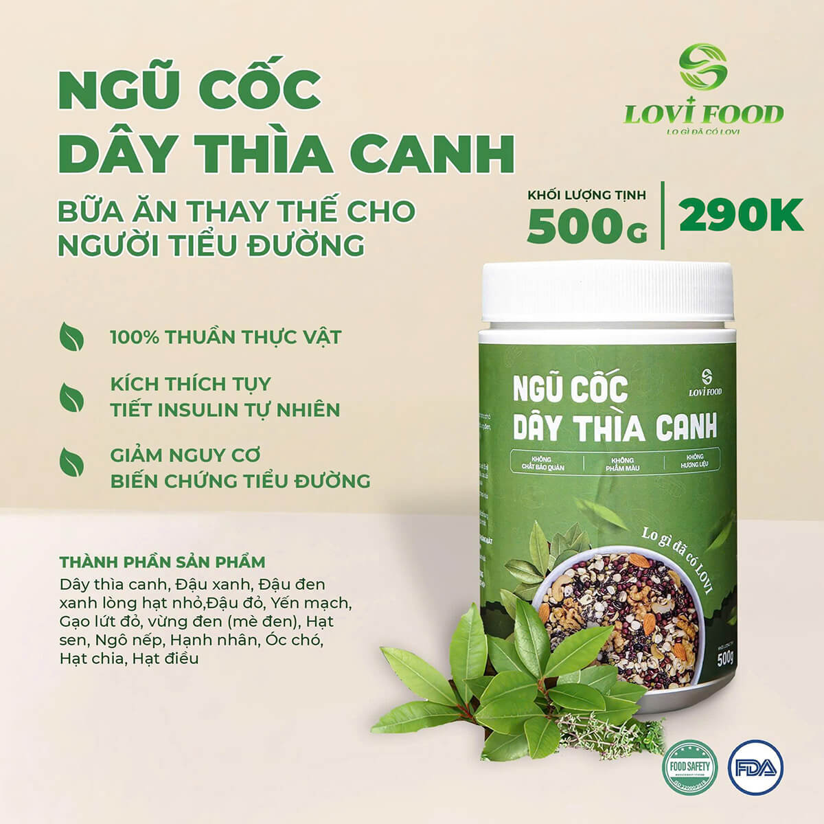 Thành phần chính của Ngũ Cốc Dây Thìa Canh Lovifood