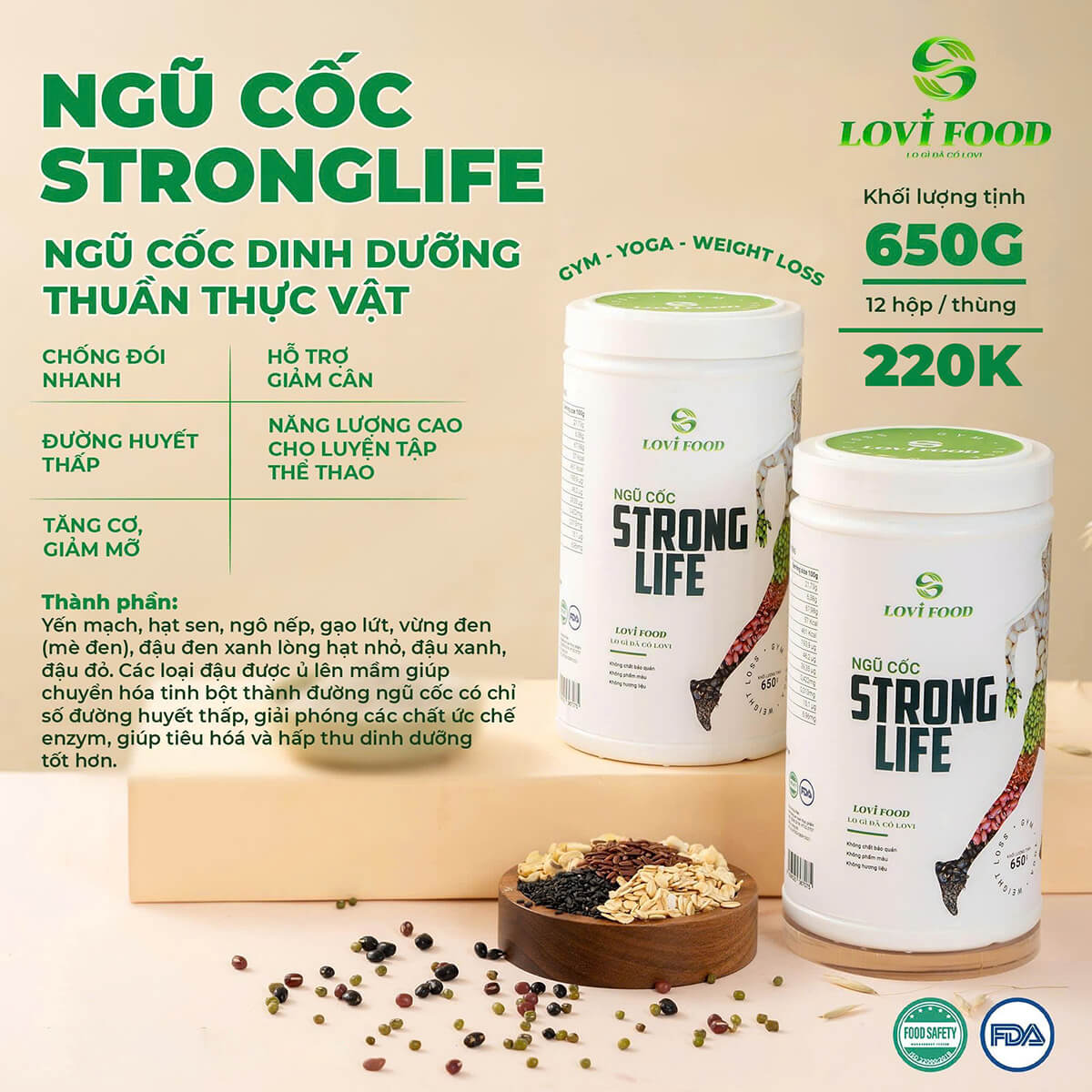 Thành phần chính của Ngũ Cốc Strong Life Lovifood