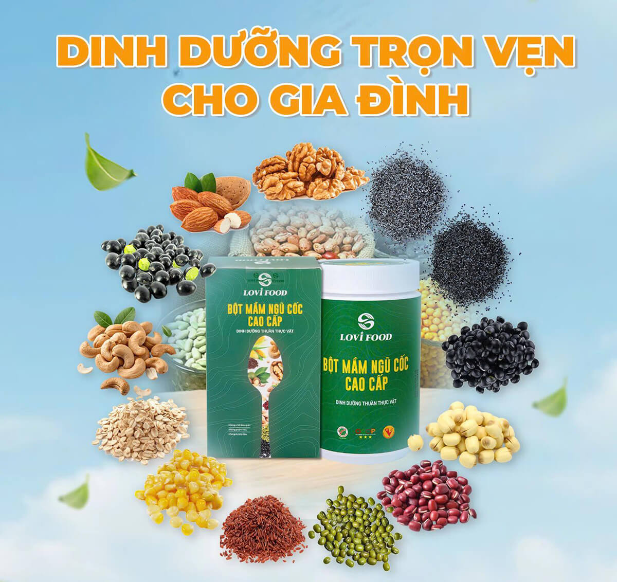 Thành phần chính của Bột Mầm Ngũ Cốc Cao Cấp Lovifood