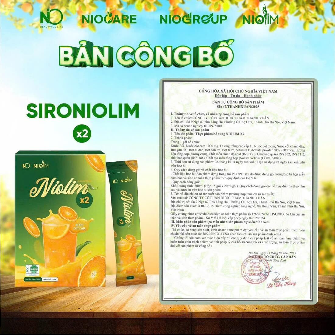 Siro giảm cân NioLim X2 có tốt khôn