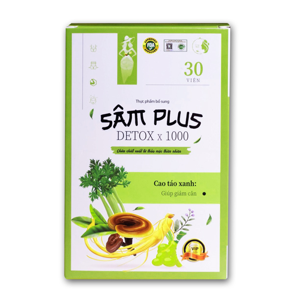 Kẹo giảm cân Sâm Plus Detox x 1000 tặng trà Hồng Đào Cam Xả Tắc