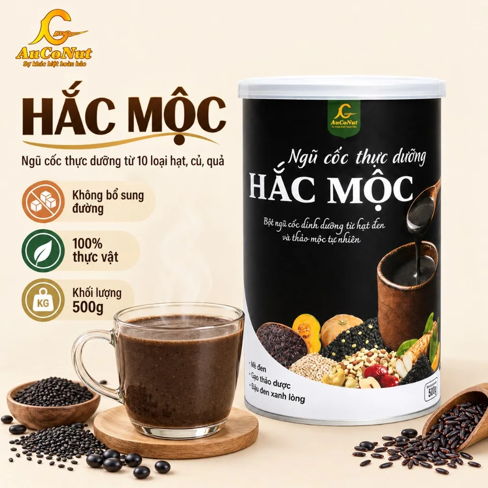 Hình giới thiệu ngũ cốc AucoNut Hắc Mộc quy cách 500g